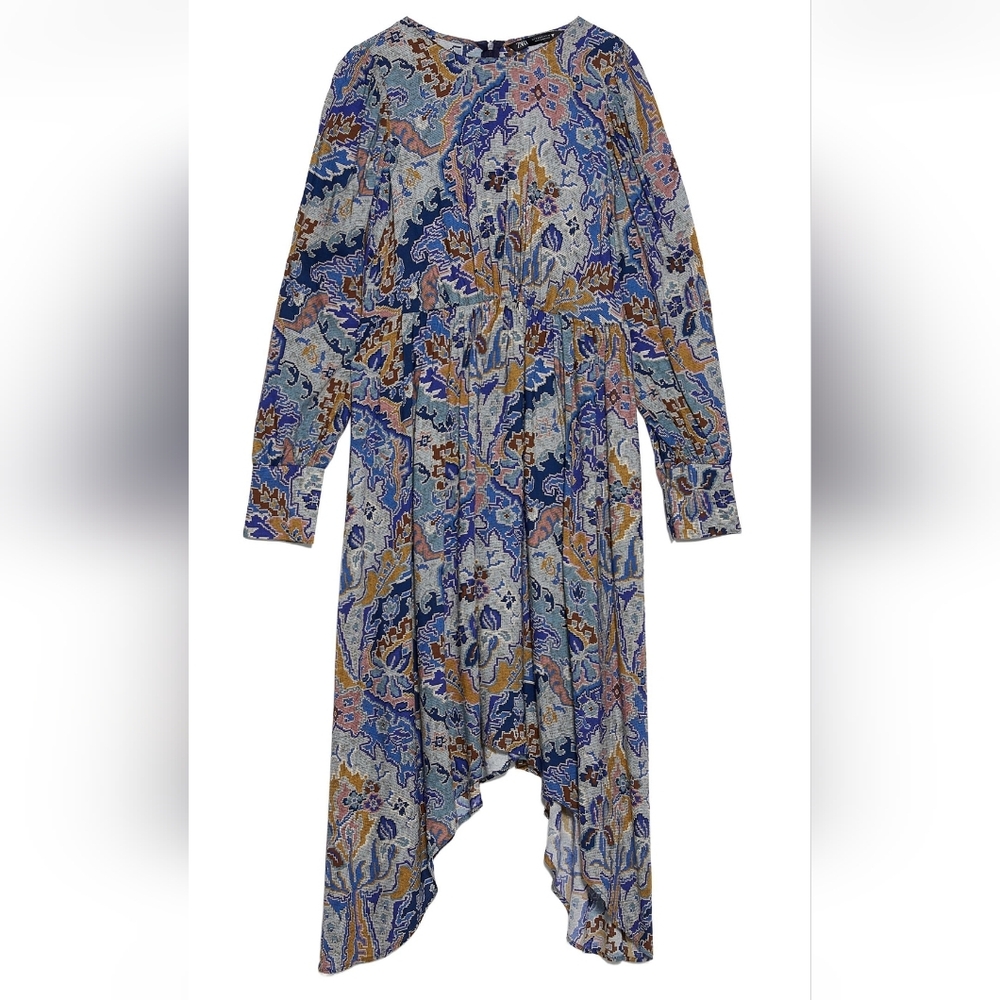 Zara ASYMMETRIC PRINT DRESS - Small